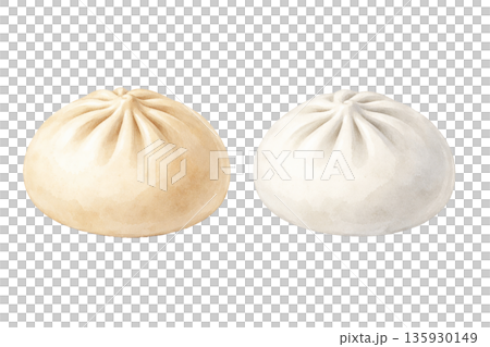 中華まんのシンプルなイラスト ふっくら蒸し料理の素材 135930149