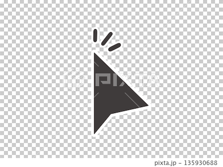 A simple illustration of a black mouse pointer with a white border clicking 135930688