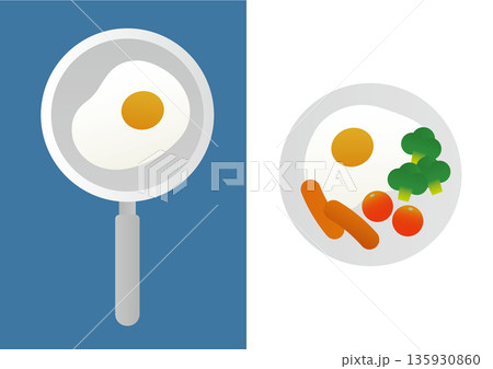 目玉焼き・朝食のイラスト素材 目玉焼き・朝食のイラスト素材 135930860