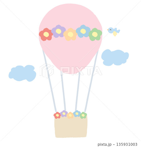 幼稚園・保育園向け やさしい挿絵イラストカットシリーズ｜気球 135931003
