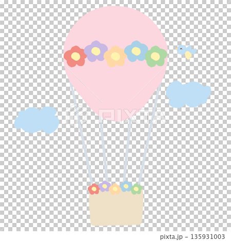 幼稚園・保育園向け やさしい挿絵イラストカットシリーズ｜気球 135931003