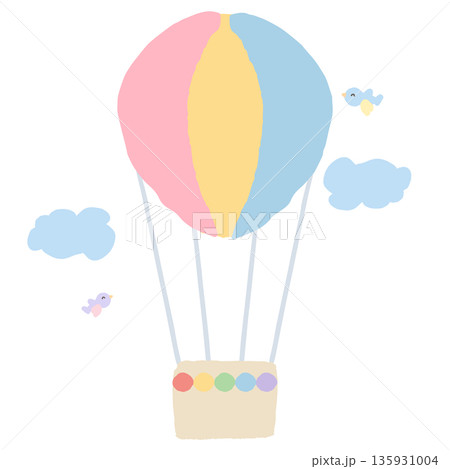幼稚園・保育園向け やさしい挿絵イラストカットシリーズ｜気球 135931004