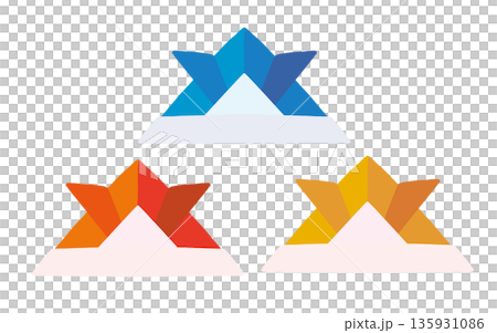 こどもの日の折り紙兜のベクターイラスト｜端午の節句・日本の伝統折り紙素材 135931086