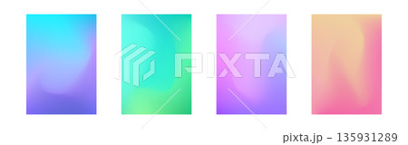 Cover gradient color set. Bright A4 design templates. Abstract fluid posters with smooth dynamic mesh. Minimal advertising design. Liquid color visuals. Modern banner concept. Vector illustration 135931289