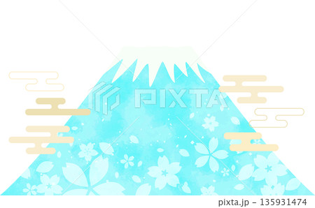 桜柄の富士山フレーム_横 桜柄の富士山フレーム_横 135931474