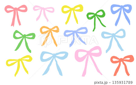 手描きリボンのイラスト 手描きリボンのイラスト 135931789