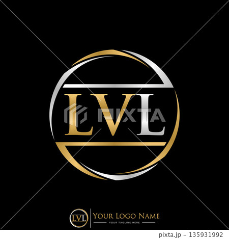 Initial LVL serif font circle swoosh fast emblem style element professional logo design graphic concept creative premium vector stock image top sell 135931992