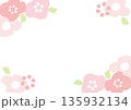 ピンクのゆる花　背景　壁紙　フレーム 135932134