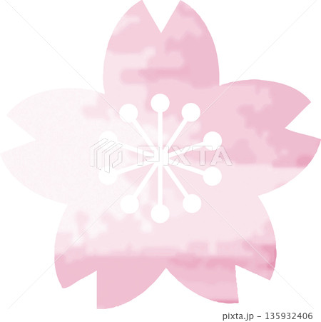 桜の花の手描き水彩風イラスト。春を彩るサクラの和風アイコン、飾り、デザイン素材 桜の花の手描き水彩風イラスト。春を彩るサクラの和風アイコン、飾り、デザイン素材 135932406