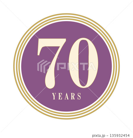 70周年・70歳の記念に使える円形アイコン, 紫×ゴールドのシンプルデザイン 135932454
