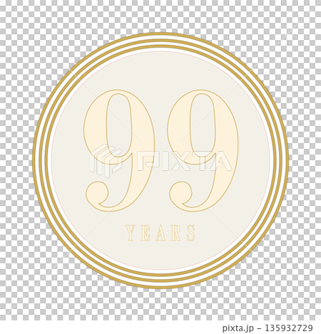 A simple white and gold circular icon for celebrating your 99th anniversary or birthday. A simple white and gold circular icon for celebrating your 99th anniversary or birthday. 135932729