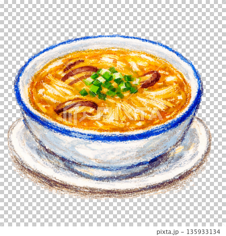 ふかひれスープ ラフなクレヨンイラスト 135933134