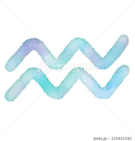 十二星座　みずがめ座　水瓶座　Aquarius　星座　占い　水彩画タッチ　デザインアイコン　優しい　 135933192