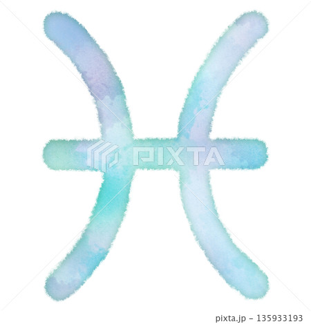 十二星座　うお座　魚座　Pisces　星座　占い　水彩画タッチ　デザインアイコン　優しい　エコロジー 135933193