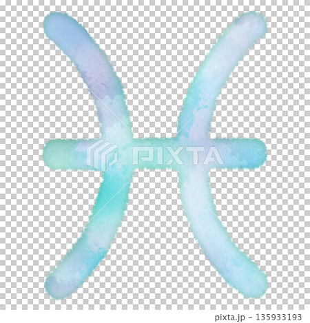 Zodiac Sign Pisces, Horoscope, Watercolor Design Icon, Gentle, Ecology 135933193