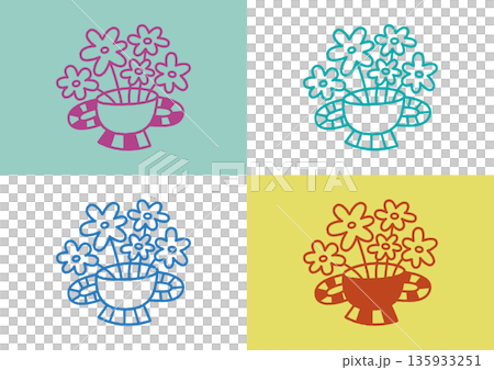 流行花卉插畫素材 135933251