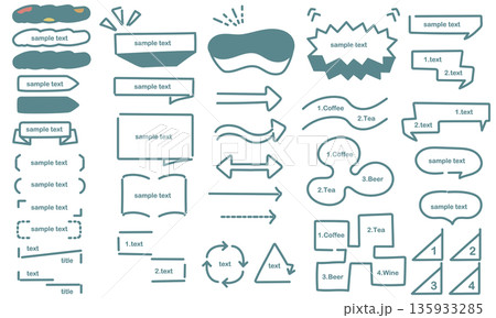 カジュアルでシンプルな手描きのあしらいセット1 135933285