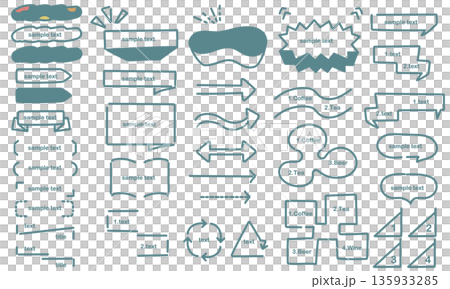 カジュアルでシンプルな手描きのあしらいセット1 135933285