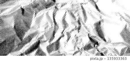 Aged halftone wrinkled foil texture. Dotted crumpled metallic overlay. Pixelated creasy surface in comic pop art style. Vector grain cartoon gritty paper wallpaper. Old rough creased bitmap background Aged halftone wrinkled foil texture. Dotted crumpled metallic overlay. Pixelated creasy surface in comic pop art style. Vector grain cartoon gritty paper wallpaper. Old rough creased bitmap background 135933363