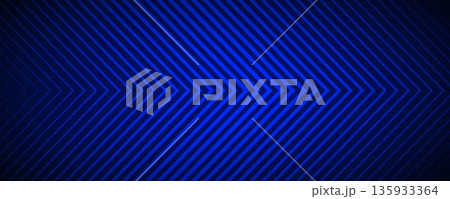 Deep navy arrow line background. Modern abstract chevron pattern wallpaper. Masculine game or sport arrow texture. Dark blue zig zag backdrop for flyer, banner, poster, cover, presentation. Vector 135933364