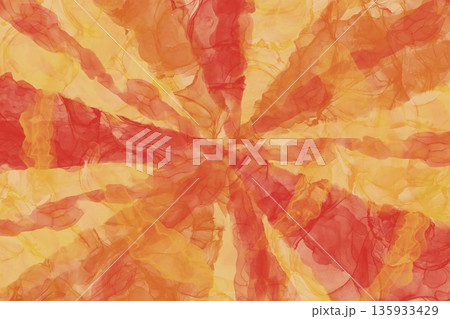 アルコールインクアートの赤・オレンジ・黄色の放射状の抽象背景バナー。熱や炎や太陽や温かさのコンセプト アルコールインクアートの赤・オレンジ・黄色の放射状の抽象背景バナー。熱や炎や太陽や温かさのコンセプト 135933429