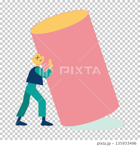 大きな負担や障害に立ち向かう 支える人 受け止める 135933496