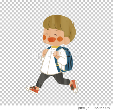 Boy running with a school bag on his back - Gash Boy running with a school bag on his back - Gash 135933529