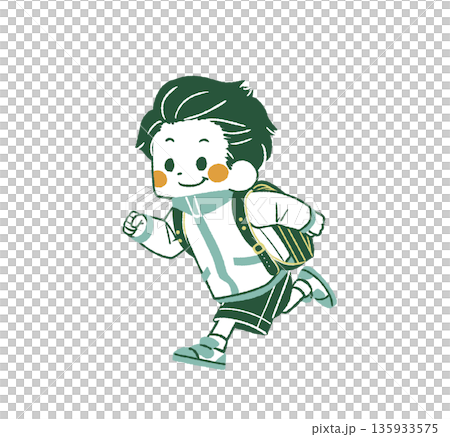 Boy running with a school bag on his back - 4 colors Boy running with a school bag on his back - 4 colors 135933575