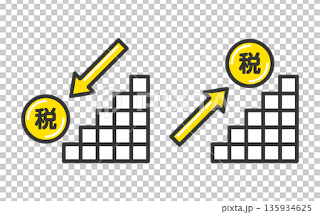 稅收增加和減少、累進稅制和稅負變化的圖示，以及收入和稅收圖表 135934625