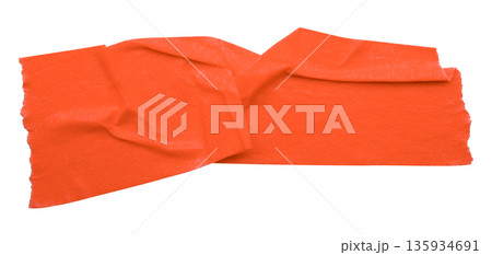 red crumpled torn tape isolated on transparent background. 135934691
