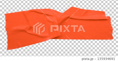 red crumpled torn tape isolated on transparent background. 135934691