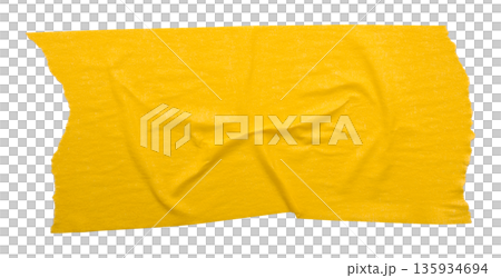 yellow crumpled torn tape isolated on transparent background. 135934694