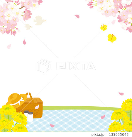 春のピクニック　風景イラスト 135935045