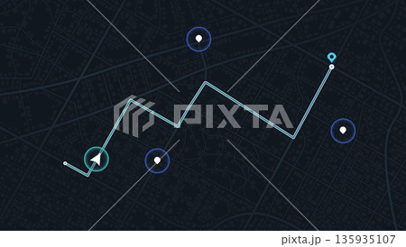 City map with designated destination, and multiple markers indicating various routes, including the shortest path option. Abstract navigation of city streets and neighborhoods. Vector illustration City map with designated destination, and multiple markers indicating various routes, including the shortest path option. Abstract navigation of city streets and neighborhoods. Vector illustration 135935107