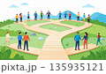 様々な人たちが手を取り合って結束する様子のイメージ 135935121