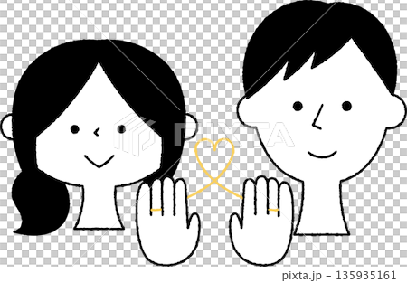 赤い糸で結ばれた若いカップル単色 135935161