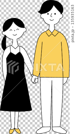 年輕男女手牽手,單色 年輕男女手牽手,單色 135935163