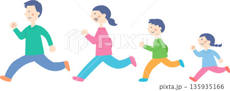 走る家族横向き全身 135935166