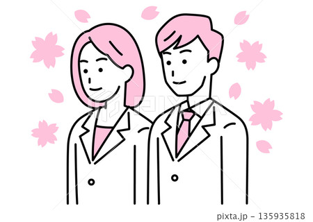 新卒のスーツの男女 135935818