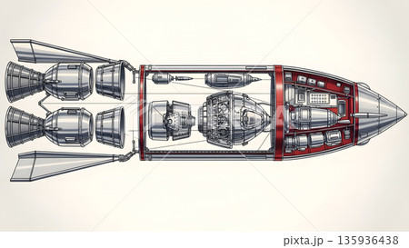 Rocket Engine Cluster Detailed Cutaway 135936438