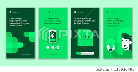 Clean Energy Innovation Hand Drawn Flat Cartoon Design For Social Media Stories Illustration 135936495