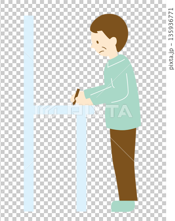 真剣に記入する男性のイラスト、カラー 真剣に記入する男性のイラスト、カラー 135936771