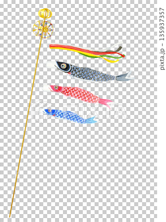 Realistic carp streamers painted in watercolor 135937357
