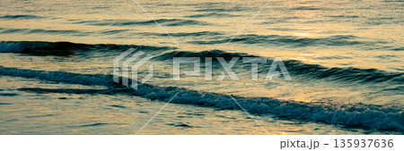 Seascape during sunset. Sea nature background. Horizontal banner Seascape during sunset. Sea nature background. Horizontal banner 135937636