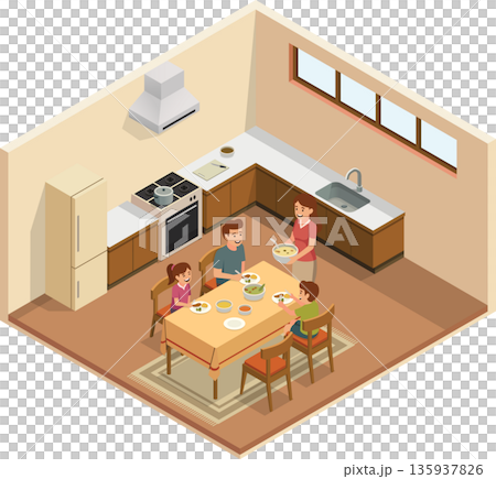 Family having dinner together at home Family having dinner together at home 135937826
