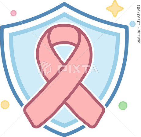 Breast Cancer Awareness Pink Ribbon Shield Protection Icon Breast Cancer Awareness Pink Ribbon Shield Protection Icon 135937981