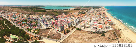 Cityscape of Torre La Mata in Torrevieja, Spain, Europe. Panoramic view from above of the city by the beach Cityscape of Torre La Mata in Torrevieja, Spain, Europe. Panoramic view from above of the city by the beach 135938193