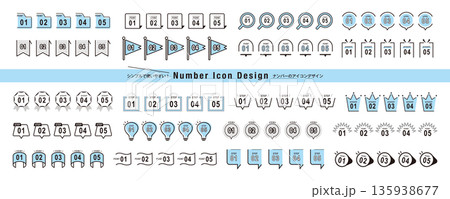 シンプルで使いやすい！　ナンバーのアイコンセット 135938677