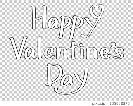 Happy Valentine’s Day　ハッピーバレンタイン手書き文字　白 135938876