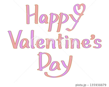 Happy Valentine’s Day ハッピーバレンタイン手書き文字 薄紫 Happy Valentine’s Day ハッピーバレンタイン手書き文字 薄紫 135938879